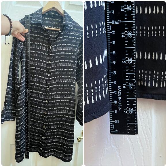 Theory Black Silk Semi Sheer Collared Waist Tie Long Sleeve Shirt Dress Small - Picture 12 of 14